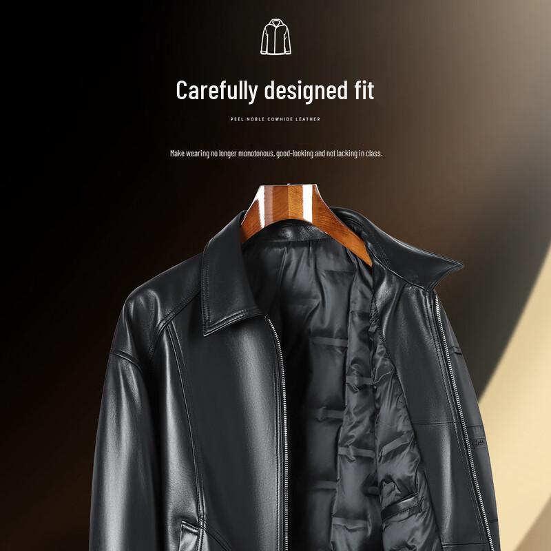 Мужская кожаная куртка Futing из овчины с гусиным пухом