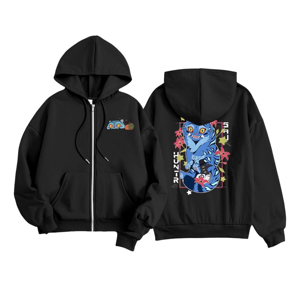 Детская модная женская легкая толстовка с длинными рукавами, застежкой-молнией, принтом и карманами.