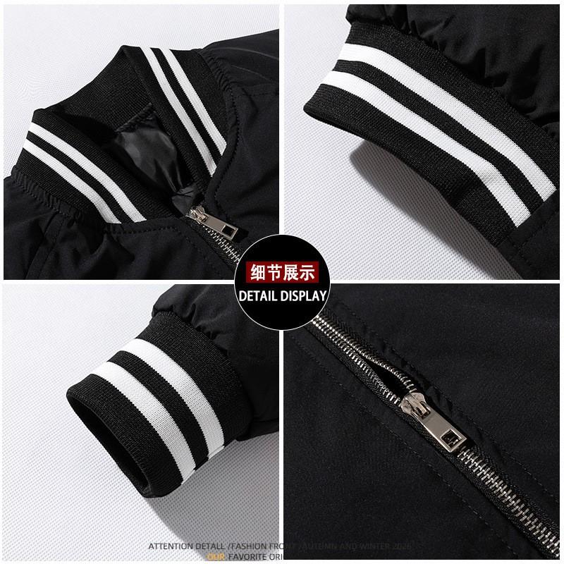 Mens Oversized Bomber Jacket With Ribbed Hem Loose Fit Cotton-Blend Winter Outerwear Casual Wear