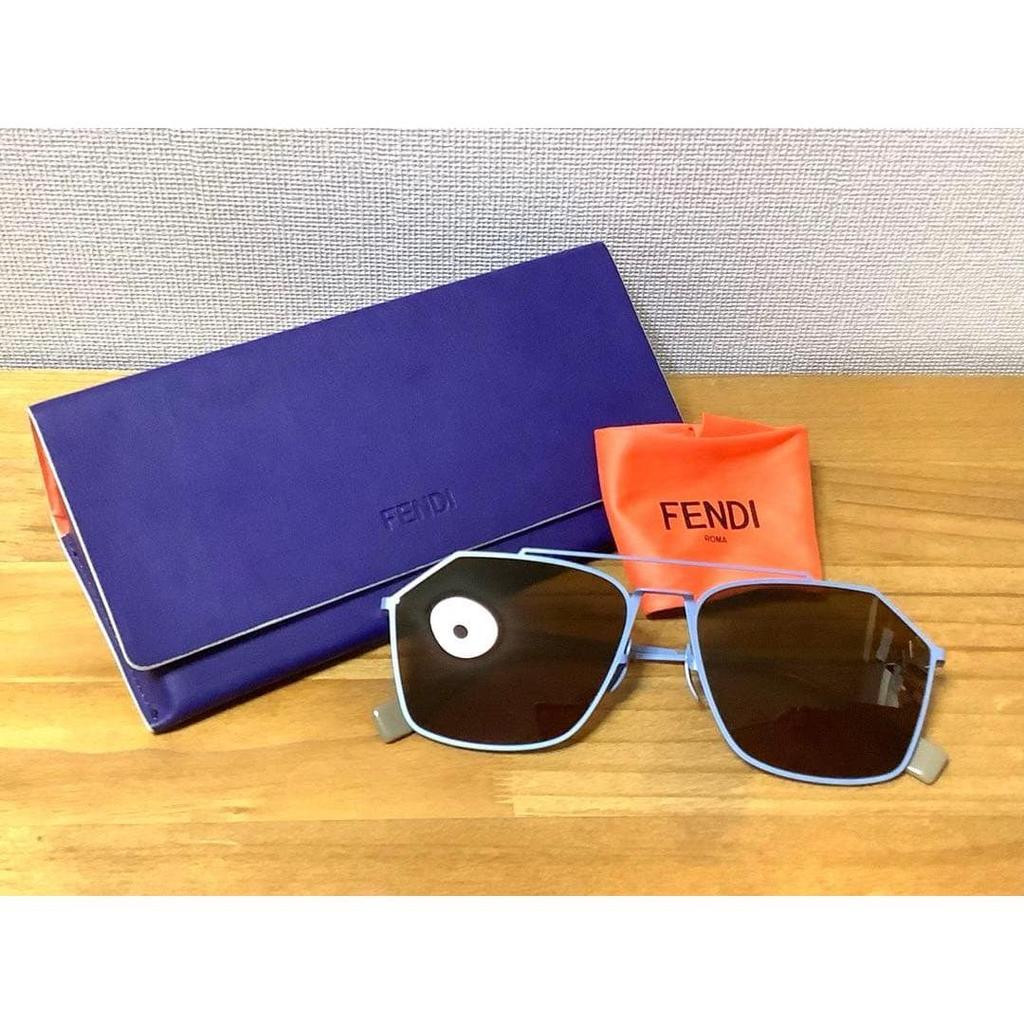 Б/у Неиспользованный товар Солнцезащитные очки FENDI Аквамариновый синий с чехлом