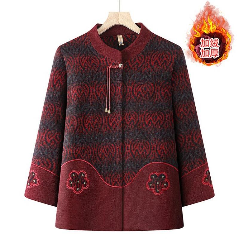 Женская одежда осень и зима пожилая женщина шерстяная старая одежда зимняя одежда плюшевая утолщенная куртка для сохранения тепла