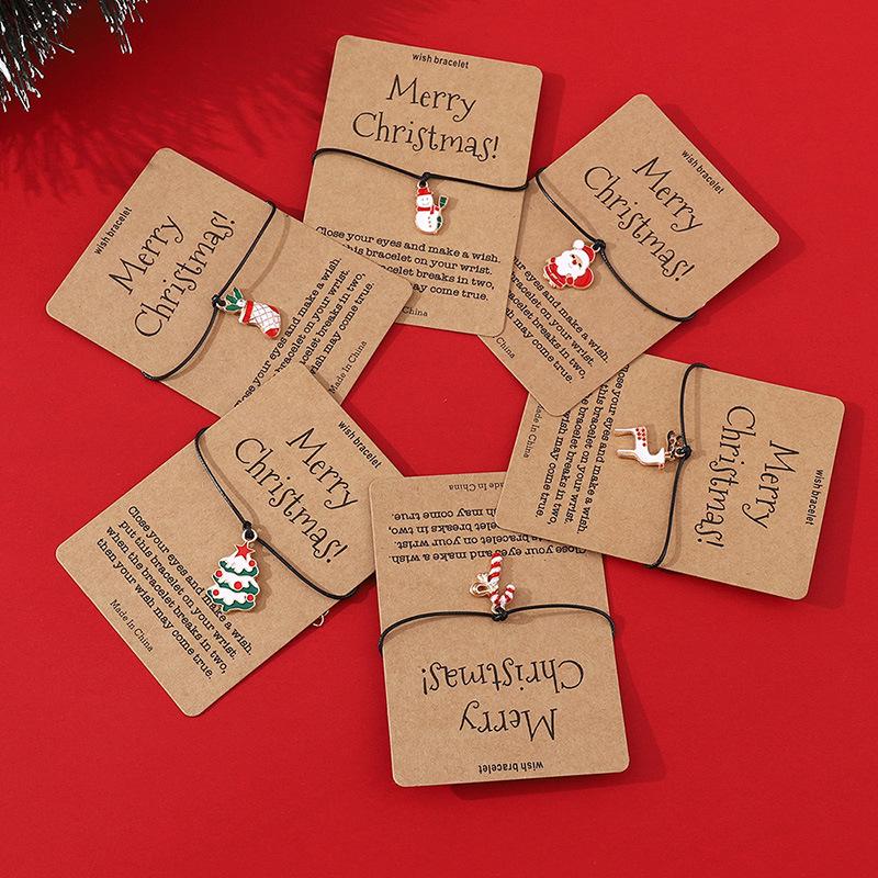 Модный рождественский браслет-открытка - Персонализированная черная веревка с креативным дизайном символа