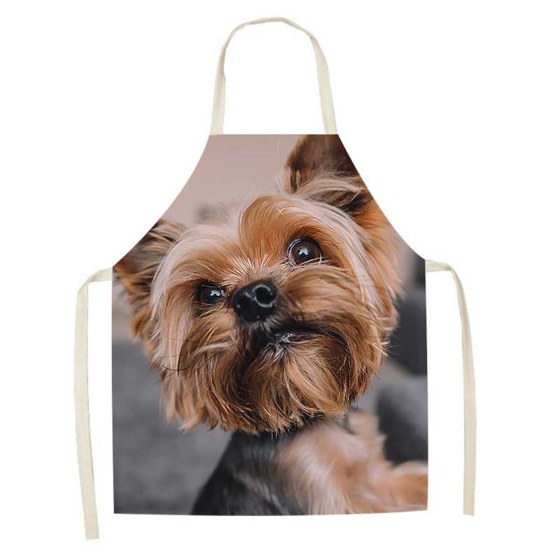 Милый фартук с принтом собаки, кухонный фартук, льняной фартук без рукавов для уборки дома, фартук от пятен, аксессуары для приготовления пищи, выпечки, 47X38 см, 68X55 см