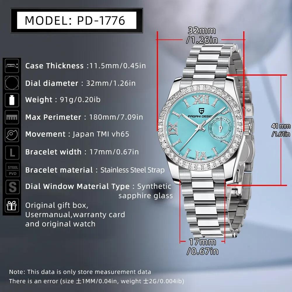 PAGANI DESIGN 32MM Luxury Women's Wristwatch Japan TMI Movt Elegant Quartz Watch For Women Fashion Waterproof Sapphire Clock
