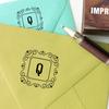 Printtoo Monogram Letter Square Swirl Border Q Odd Mounted Rubber Stamp Office