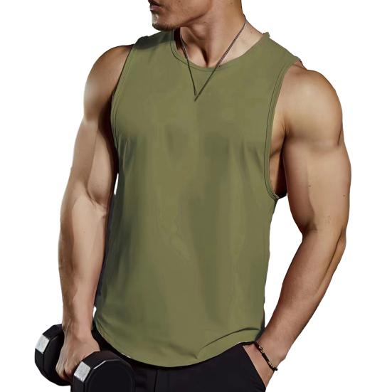 Мужской жилет с круглым вырезом без рукавов, облегающий крой, однотонный, повседневный летний топ, жилет для занятий спортом на открытом воздухе