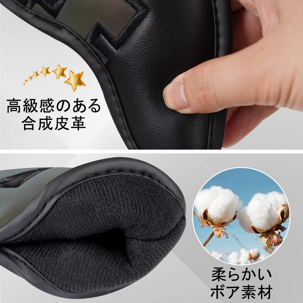 Set of 10 Golf Iron Magnetic Wedge and Club Headcovers with Gradient Numbers and Black Synthetic Leather Covers, Covers, (4-9, P, A, S, X)