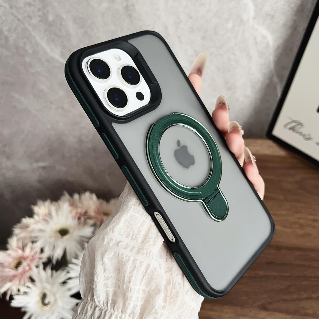 For IPhone16 Mobile Phone Case Magnetic Holder for Apple 15Promax Two-color Shield with Anti-slip Edges and Simple