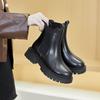2023 Autumn/Winter Women's Thick-Soled Leather Chelsea Boots: British Style Motorcycle Martin Boots