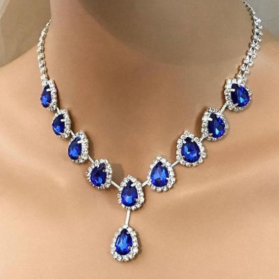 1 комплект, женские серьги-колье, серьги в форме капли воды, ювелирные изделия со стразами, сверкающий яркий комплект украшений для выпускного вечера