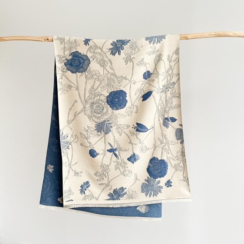 Scarf Women's Winter Thickened Warm Printing Imitation Cashmere Student Scarf Double-sided Fashion Air Conditioner Shawl Outside