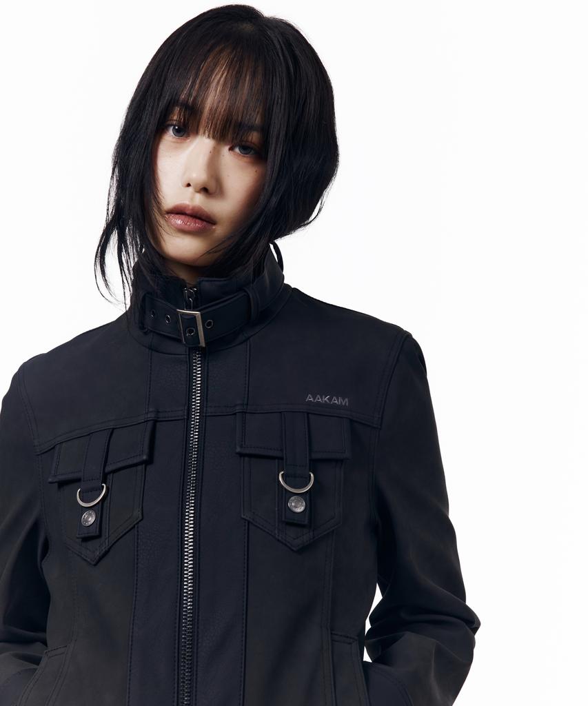 AAKAM Mixed Leather Jacket (Black)