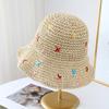 Милая цветная шляпа из плетеной соломы Женская летняя приморская пляжная шляпа с ажурной вязкой, защищающая от солнца, для отпуска, с большими полями