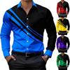 Мужские рубашки с длинным рукавом, рубашки в стиле business casual, мужские рубашки на пуговицах с отложным воротником и цветными блоками