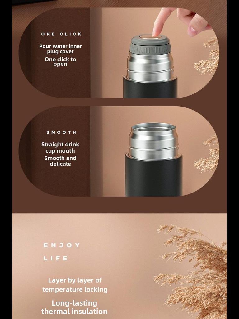 Подарочный набор из термоса из нержавеющей стали объемом 500 мл: 1 чашка и 3 крышки - индивидуальный логотип для мужского делового чая