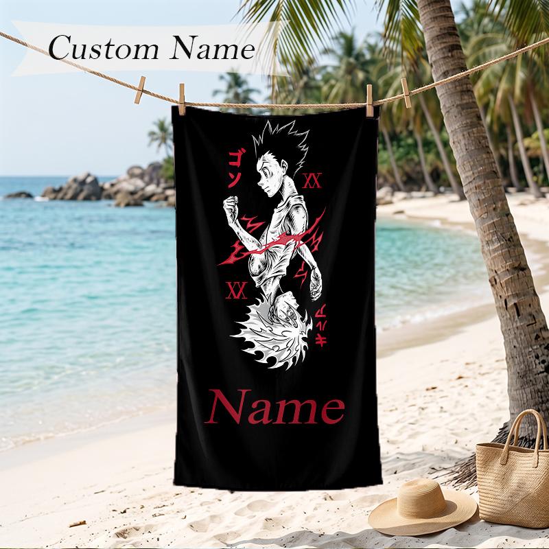 Hunter × Hunter Custom Name Printed Beach Towel Personalized Soft Towel For Swimming Beach Travel