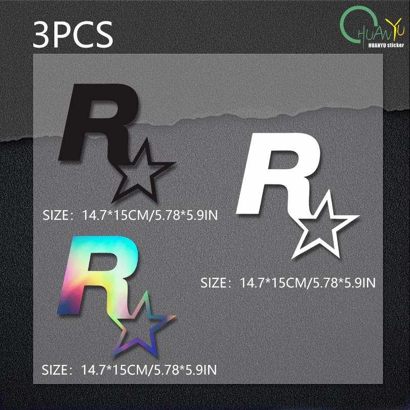 Персонализированная пятиконечная звезда R Star Автомобильный логотип Наклейка на кузов автомобиля Треугольная наклейка на окно Крышка топливного бака Наклейка на автомобиль