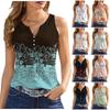Women's Print Button Sleeveless Daily Fashion Basic V-Neck Regular Top