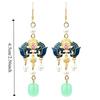 Classical Burning Blue Earrings Tassel Imitation Pearl Butterfly Atmosphere Stud Earrings Cheongsam Accessories