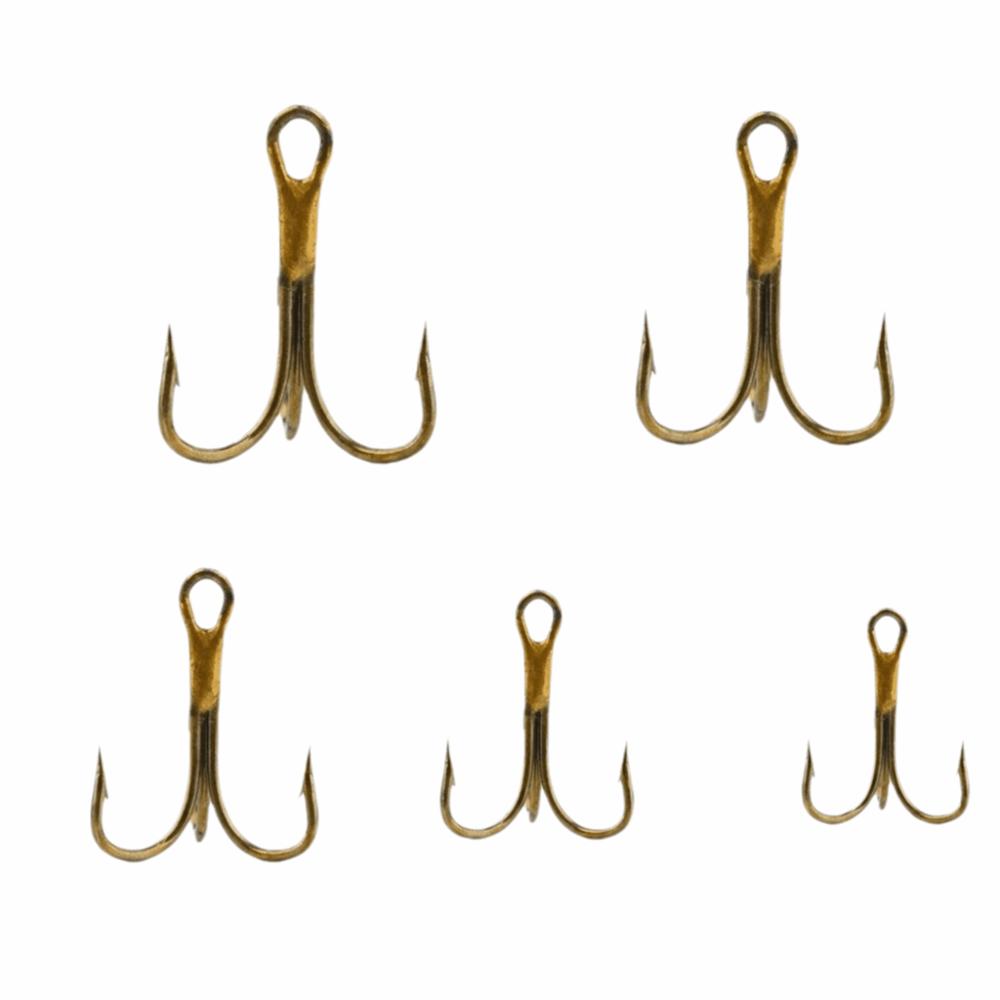 50PCS High Carbon Steel Treble Hook Set Round Bend Three Anchor Hook  Saltwater Environments