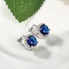 1 Pair Ear Clips Blue Rhinestone Non-Pierced Anti-slip Round Short Ear Decoration