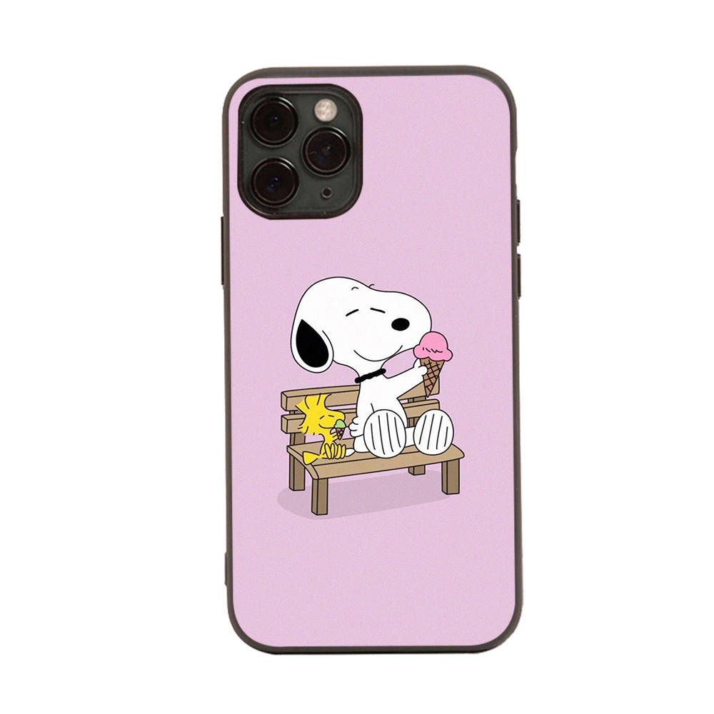 SM3 Lovely Snoopy Black Sofe Case for Samsung Note 20 Lite S24 Ultra S23 A03 A05 A06 A11 A71 A15 A16 A13 A24 A25 A33 A52 A53 A50 M55 M35 Plus