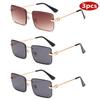 3Pcs Sets Frameless Small Rectangle Sunglasses Women Metal Frame Driving Sun Glasses Men Anti Uv Gradient Eyewear Uv400