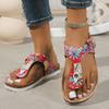 Ladies Shoes  Flip Flops Women's Slippers Outdoor Casual Slippers Women Print Round Toe Flat with Plus Size Buckle Sandals