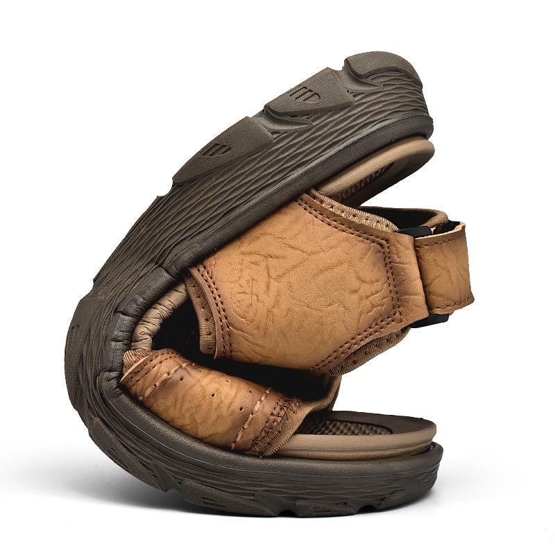 Large Size Sandals Men's Shoes Summer New Men's Outdoor Leisure Hollow Wear-resistant Soft Sole Breathable Beach Shoes Men