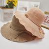 Складная шляпа-бантик для защиты от солнца, вязаная дышащая волнистая шляпа от солнца, летняя новая женская шляпа с большим карнизом