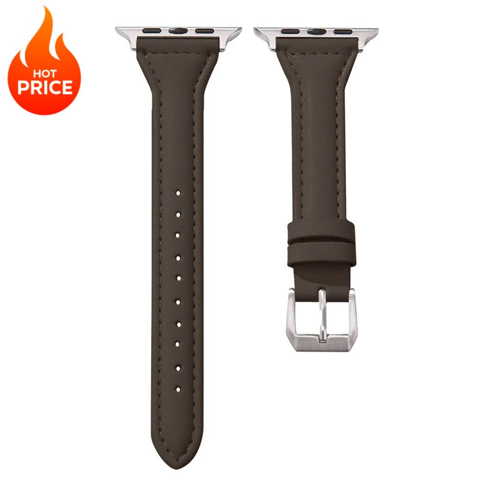 Тонкий кожаный ремешок для Apple Watch Band 44 мм 40 мм 41 мм 45 мм 44 мм Браслет для iwatch Серии 10-11 46 мм 42 мм ремешок Ultra 2-3 49 мм