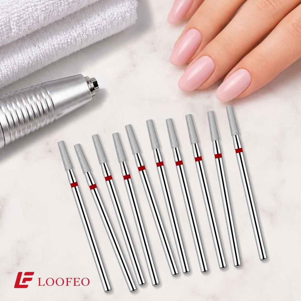10PCS Trapezoid Diamond Nail Drill Bit Set Nail Milling Cutters for Nail Groove Cuticle Cleaning 2.3/4mm Nail File Bit Set Professional Manicure Tool