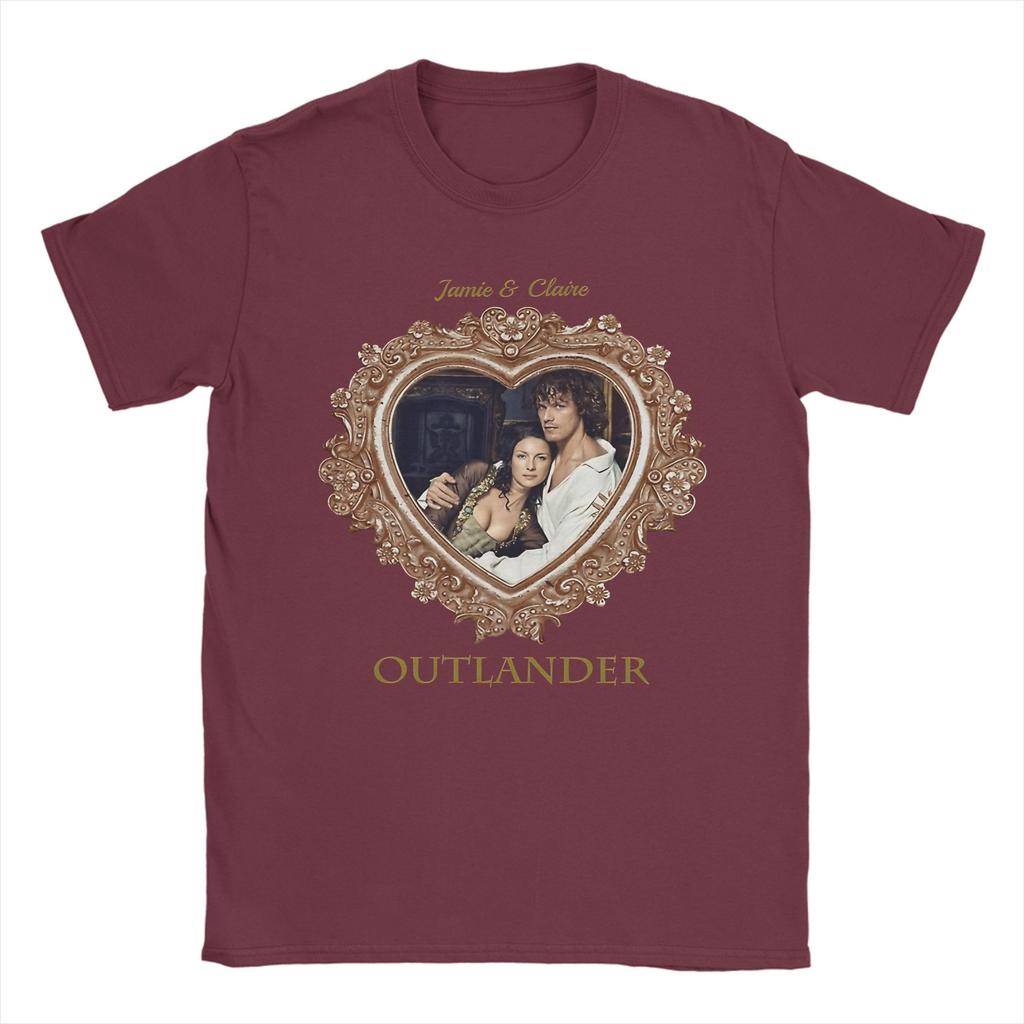 Outlander Jamie and Claire T Shirt Mens Cotton Novelty TShirts Crewneck Tees Short Sleeve Clothes 4XL 5XL 6XL