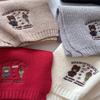 A New High End Women's Winter Scarf with Bear Embroidery  Thick and Warm Cold Proof Knitted Woolen Scarf Shawl