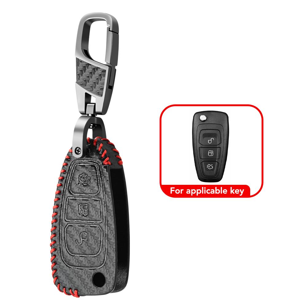 Кожаный чехол для ключа для Ford Focus RS Fiesta Mondeo Kuga B-Max Grand C-Max S-Max Galaxy Keyless Fob Shell Holder Protector