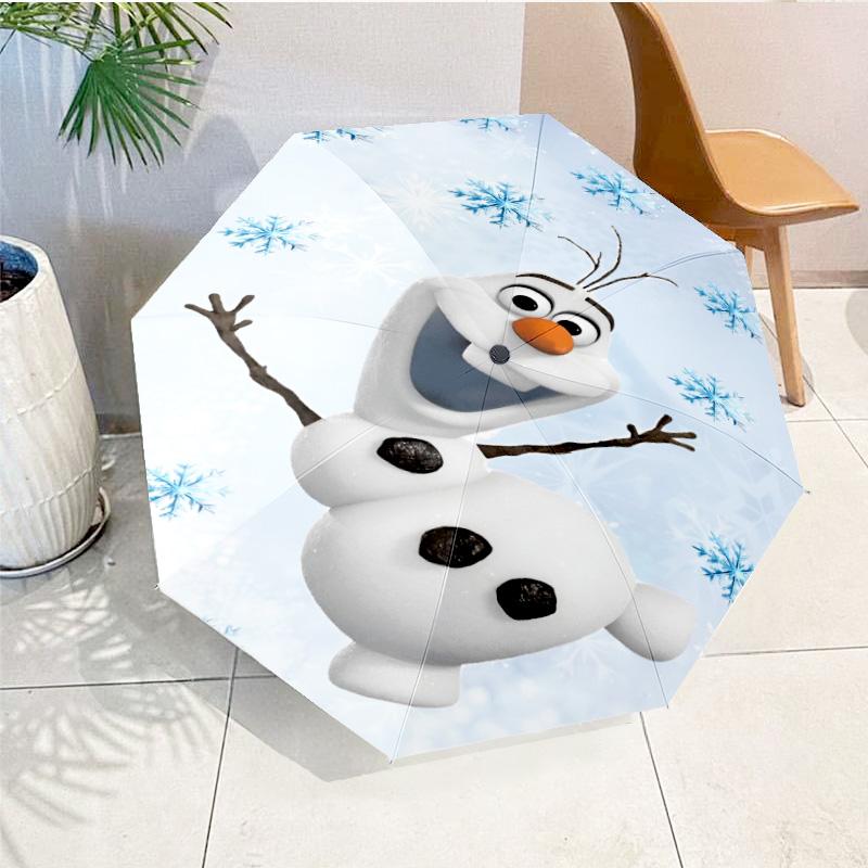 Snowman Olaf Sparkle Night Umbrella 8-Frame for Travel, Camping, Casual Lightweight Portable Umbrella, Essential for Every Family Holidays Gift