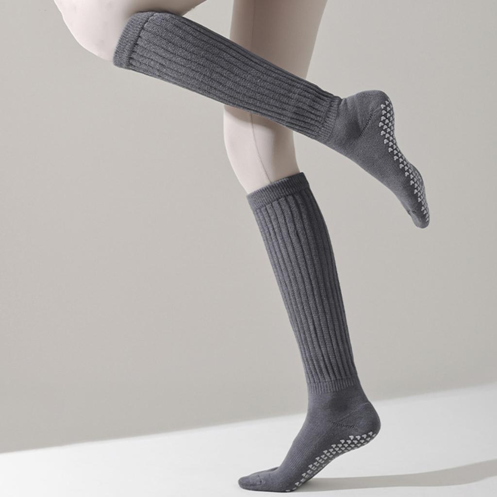 1 пара женских зимних носков для йоги, компрессионные носки для йоги с силиконовой подошвой, длинные, высокоэластичные, нескользящие, теплые чулки