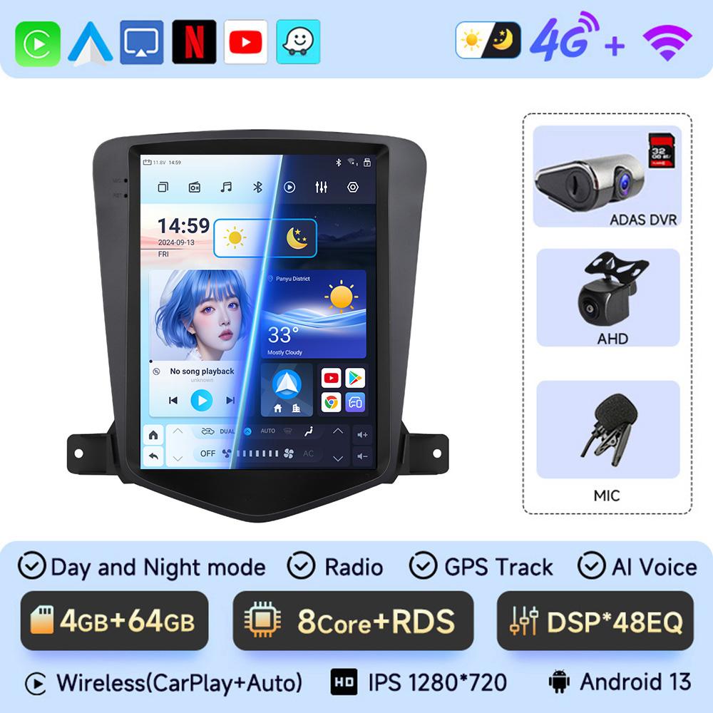 JIUYIN 9.7" Android 13 автомобильное радио для Chevrolet Cruze J300 2008-2012 мультимедийный проигрыватель GPS 2din Carplay Auto Stereo DVD головное устройство