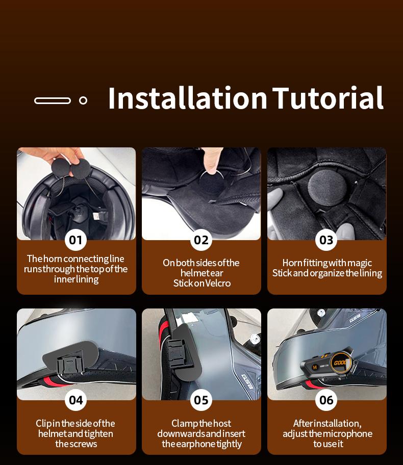 1/2x Music Interphone Bluetooth 5.3 Motorcycle Helmet Intercom Headset Waterproof 300m Intercomunicador Speaker Earphone