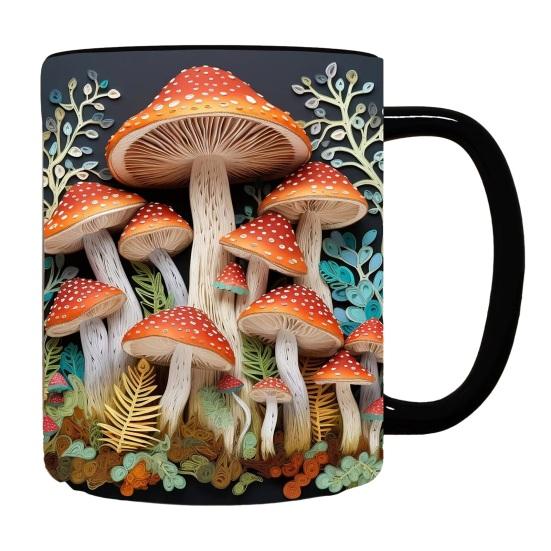 Гладкая кофейная кружка, 300 мл, 3D-грибной принт, термостойкая, цветостойкая, гладкая керамика, портативная, без запаха, пищевая, офисная, кухонная кружка
