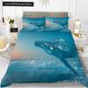 Пододеяльник с изображением китов King Queen, комплект постельного белья с изображением морских животных, водорослей, морских звезд, морских обитателей, пододеяльник из синего полиэстера