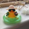 1 шт. Желтая резиновая уточка Декор приборной панели автомобиля Летний пляжный стиль с кокосовым плавательным кругом и шляпой Веселый элемент интерьера