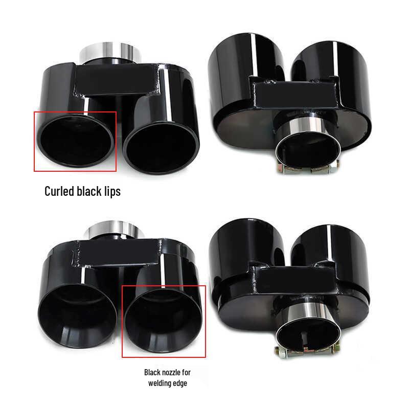 Квадракромированные выхлопные трубы из нержавеющей стали и черного углеродного волокна для BMW 4 серии (425, 430, G22, G26) - Не требуется резка/сварка