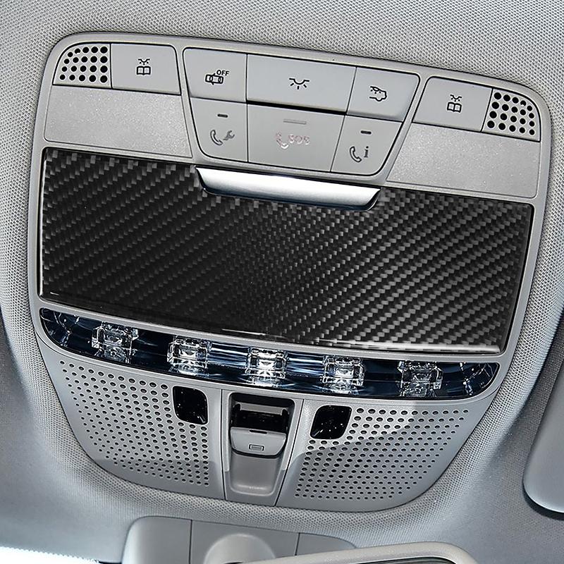 Carbon Fiber Car Roof Reading Lamp Light Panel Cover Decoration Trim Sticker For Mercedes Benz C Class W205 GLC X253 2015-2018