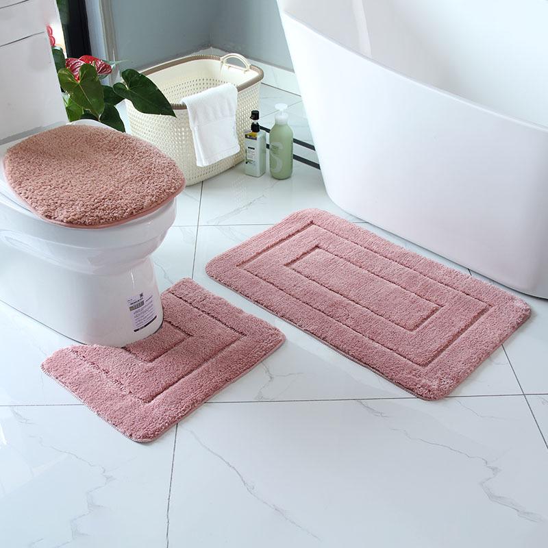Европейский нескользящий набор для ванной: Впитывающий U-образный коврик для туалета и придверный коврик