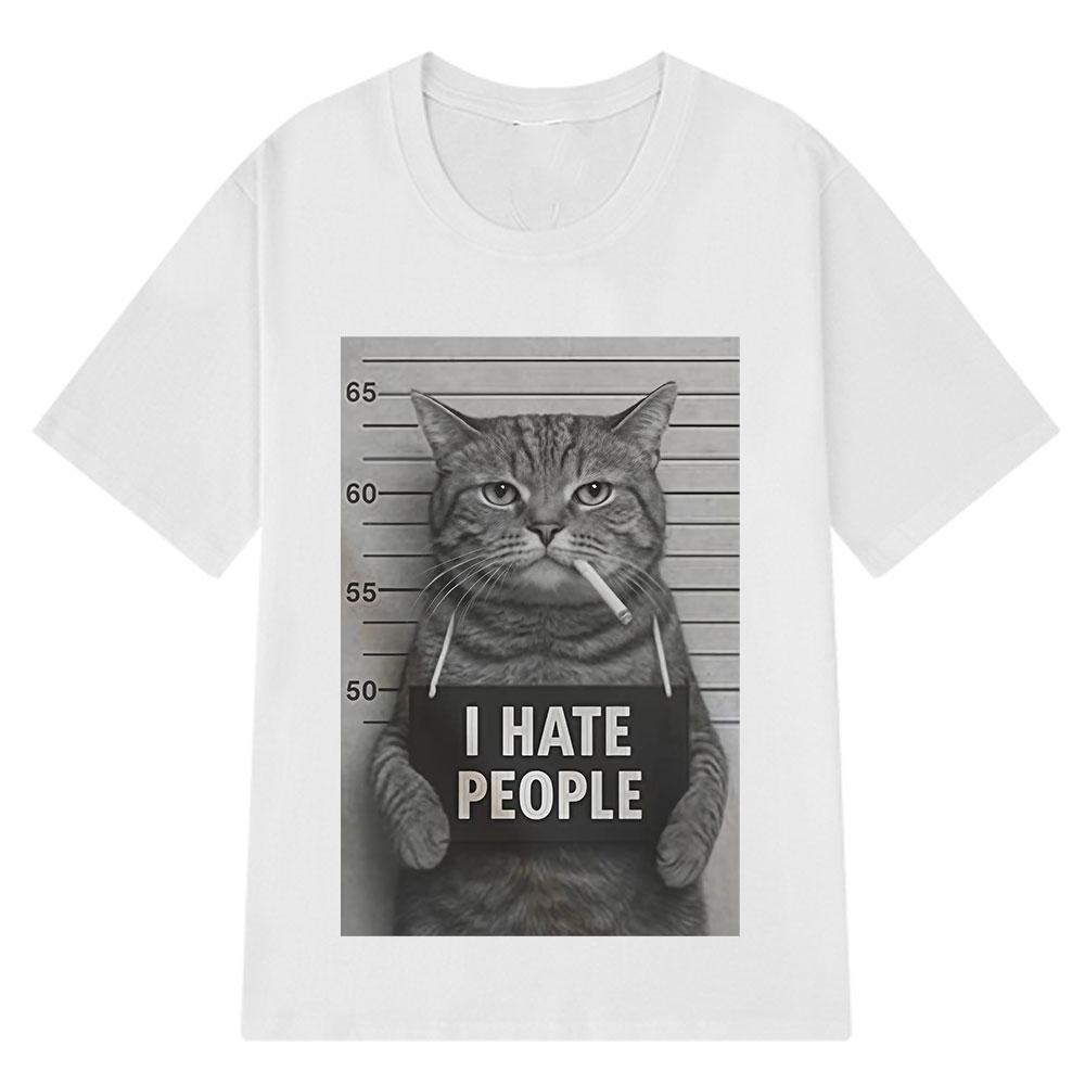 2026 Summer Cotton Printed TShirt Mugshot Cat Meme Graphic Tee Unisex WOMEN Plus Size Loose Casual Hip Hop Rap Breathable Top