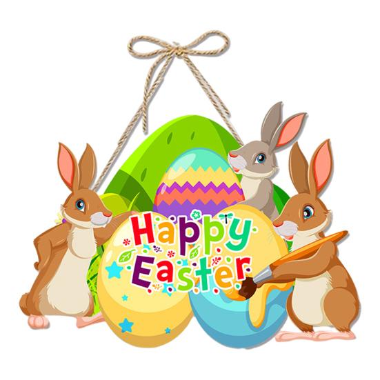 Easter Door Sign Happy Easter Door Welcome Sign Front Door Hanging Decoration with Rope for Wall Home Indoor Outdoor Spring Decor