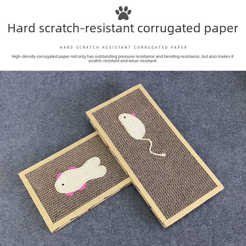 Большая сизалевая доска-когтеточка для кошек с фигурками мышек и рыбок для стачивания когтей