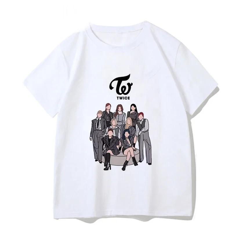 TWICE T Shirt Women Kpop Summer Short Sleeve Tee Korean Fashion Harajuku Aesthetic Cartoon Letter Printed Streetwear Y2k T-shirt