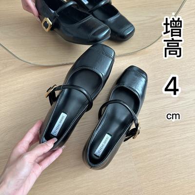 Ретро туфли Мэри Джейн из мягкой кожи с высотой каблука 5 см, ремешком с пряжкой на одно слово, квадратным носком и неглубоким вырезом, элегантные одинарные туфли «Вечерний бриз»